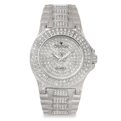 Croton Womens Stainless steel Silvertone Full CrystalWatch