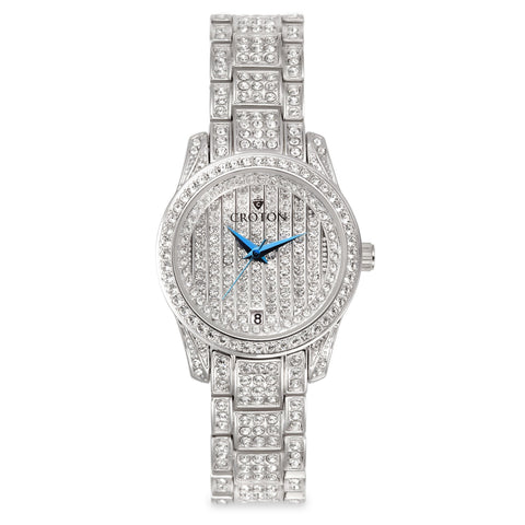 Croton Womens Stainless Steel Silvertone Austrian Crystal Watch