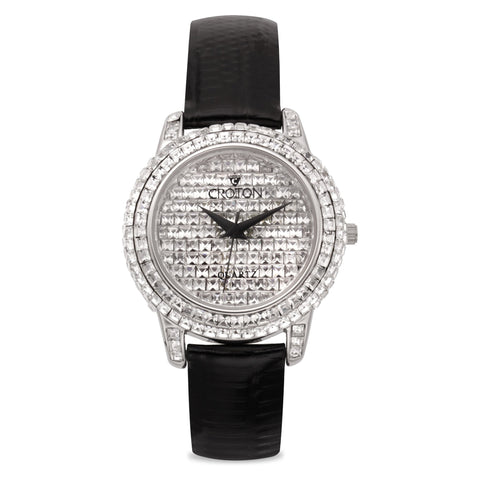 Croton Womens Stainless steel Silvertone Stone Crystal Watch