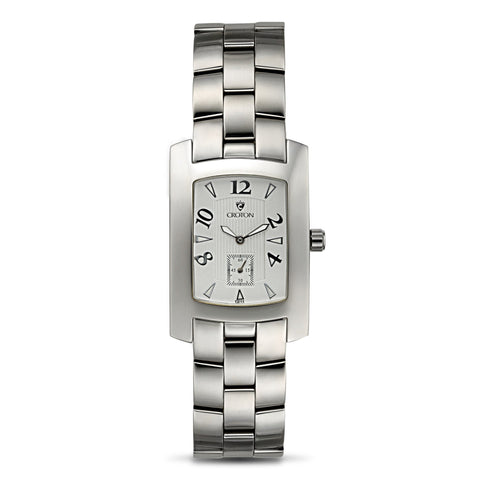 Croton Mens Stainless steel Silvertone Rectangular Watch