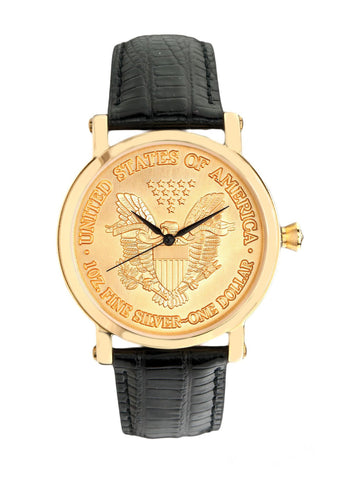 Croton Mens Stainless steel Goldtone Coin Replica Watch