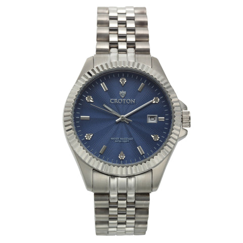 Croton Mens Stainless steel Silvertone Diamond Marker Watch