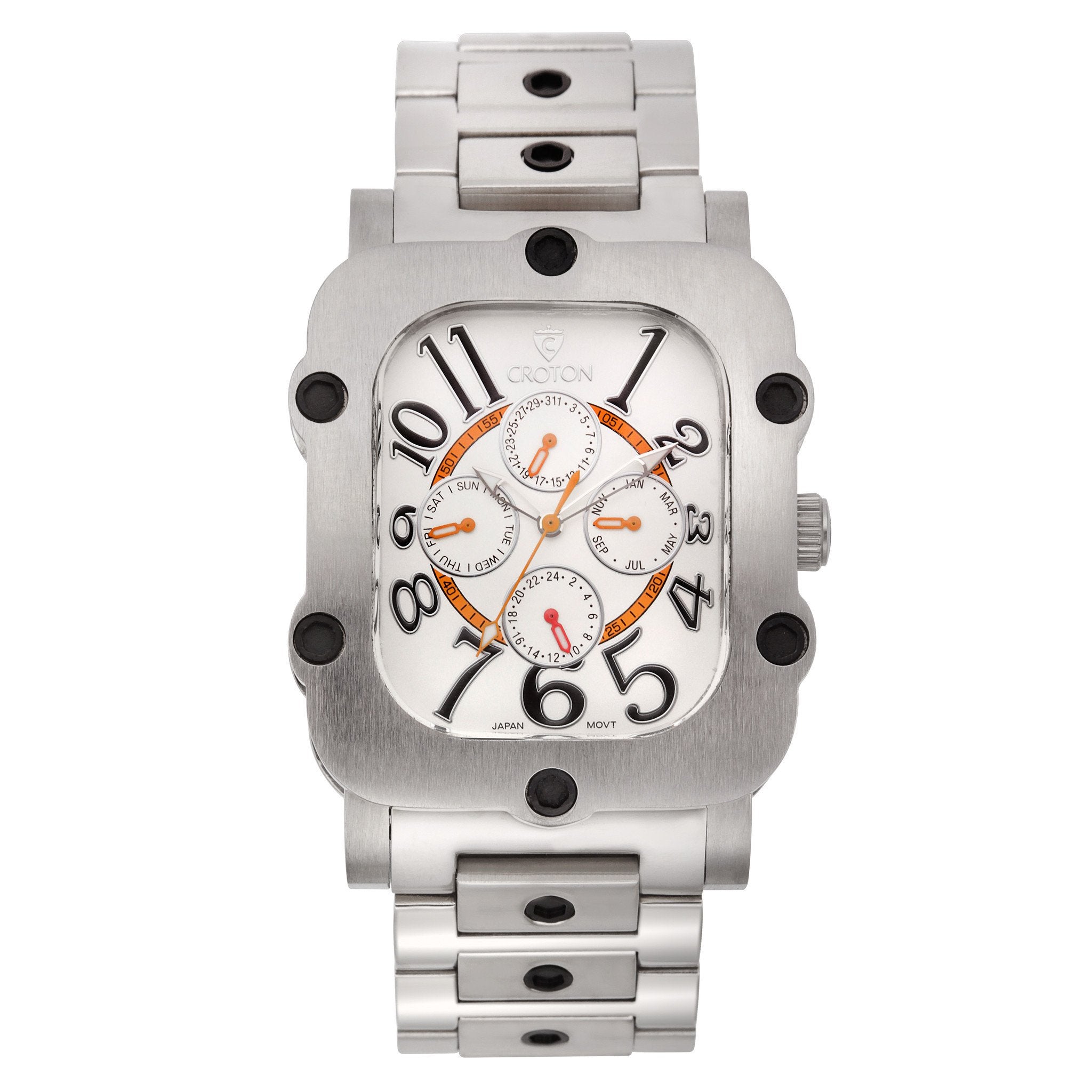 Croton Mens Stainless steel Silvertone Rectangular Watch