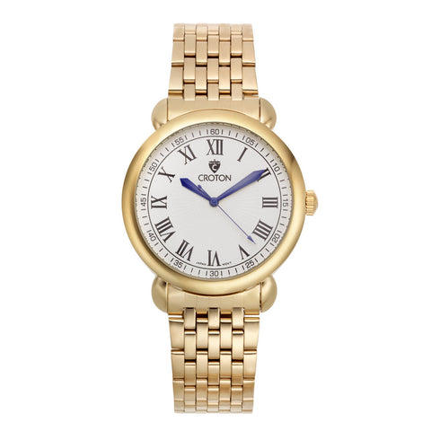 Croton Mens Stainless steel Goldtone White DialWatch