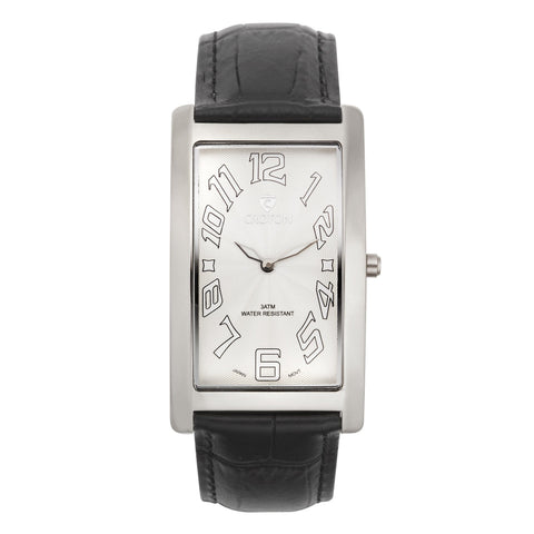 Croton Mens Stainless steel White Rectangular Watch