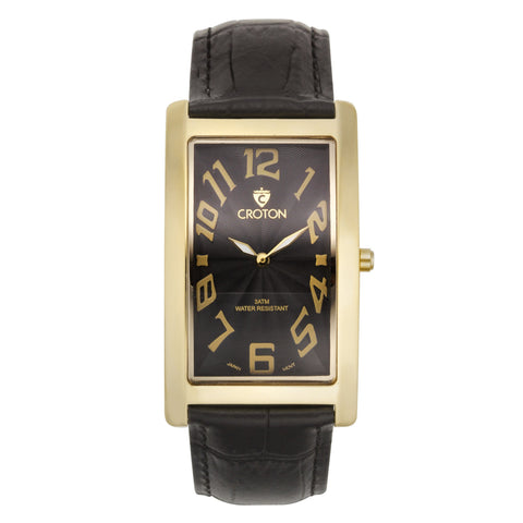 Croton Mens Stainless steel Goldtone Rectangular Watch