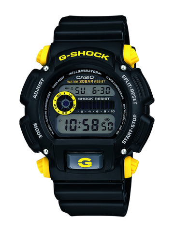Casio Men's DW-9052-1C9CR G-Shock Black Watch with Yellow Pushers