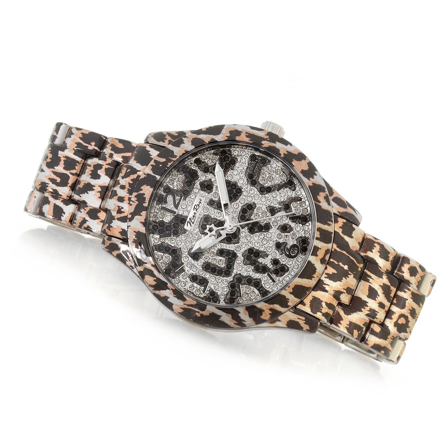 Nina Raye Women's Sabrina Quartz Crystal Accented Leopard Bracelet Watch