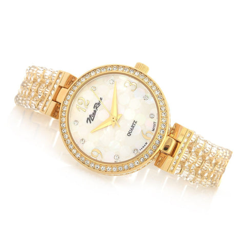 Nina Raye Women's Tamera Quartz Mother-of-Pearl Crystal Accented Bracelet Watch