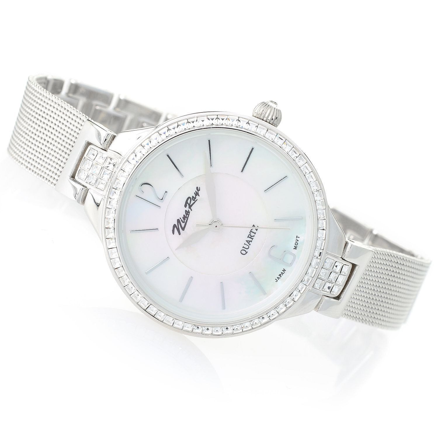 Nina Raye Women's Juliana Quartz Mother-of-Pearl Crystal Accented Bracelet Watch