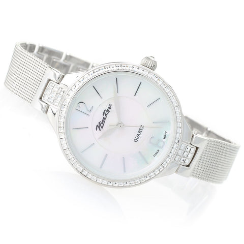 Nina Raye Women's Juliana Quartz Mother-of-Pearl Crystal Accented Bracelet Watch