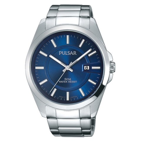 Men's Business Collection Silver Tone with Blue Dial