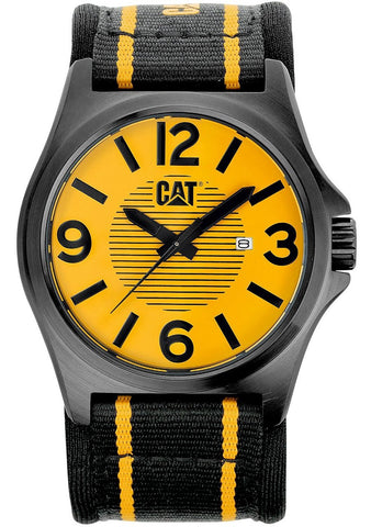 CAT Men's Yellow Analog Dial with Yellow and Black Nylon Strap Watch