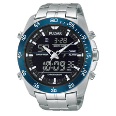Pulsar Men's Digital & Analog Silver Tone Stainless Steel Chronograph Watch