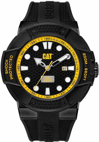 Men's CAT Caterpillar Shockmaster Black And Yellow Diver's Watch