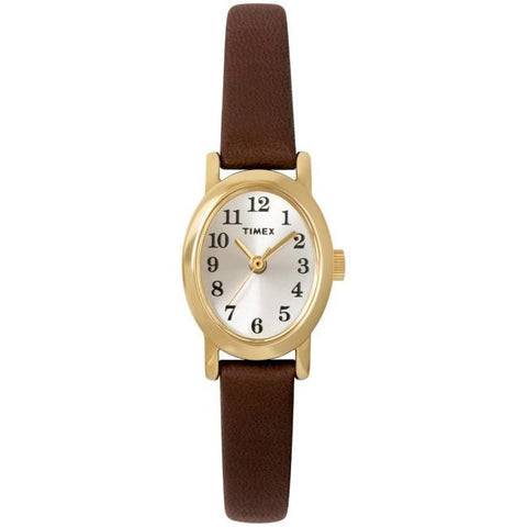 Timex Women's Cavatina Brass Watch with Brown Leather Strap