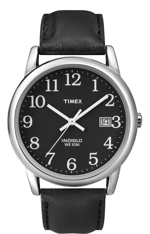 Timex Mens Easy Reader Black Leather Strap Watch