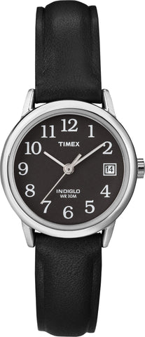 Timex Womens Silvertone Black Strap Watch