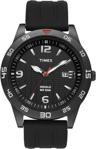 Timex Mens Black Dial Resin Strap Watch