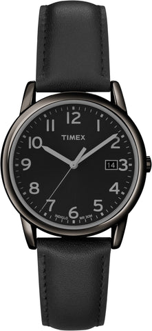 Timex Mens Black Leather Casual Watch