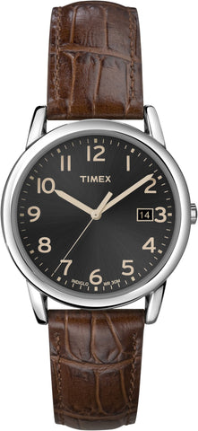 Timex Mens Black Dial Brown Strap Watch