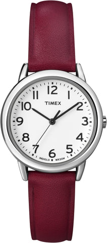Timex Womens Red Leather White Dial Dress Watch