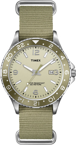 Timex Men's Ameritus Sport Silver-Tone Watch with Green Nylon Band