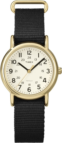 Timex Unisex T2P4769J Weekender Gold-Tone Watch with Black Nylon Band