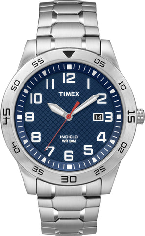 Timex Men's Blue Dial Stainless Steel Expansion Band Watch