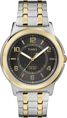 Timex Men's Black Dial Two-tone Stainless Steel Expansion Watch