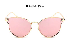 New 2017 Ladies Cat Eye Flat Sunglasses Women Fashion Vintage Metal Frame Mirror Sun Glasses Unique Female Sunglass UV400