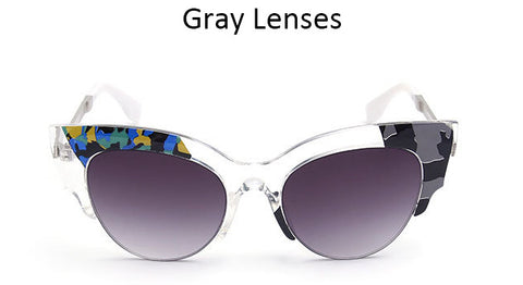 Ladies Cat Eye Sunglasses Mirror Sun Glasses Vogue Cateye Sunglasses Women UV400