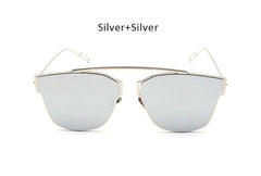 New Woman Brand Designer Cat Eye Sunglasses Fashion Rimless Women Cateye Metal Mirror Sunglasses Luxury Female