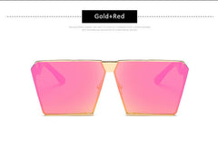 Men Women Oversized Steampunk Square Sunglasses New Fashion Large Clear Lens Metal Mirror Sun Glasses