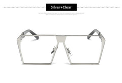 Men Women Oversized Steampunk Square Sunglasses New Fashion Large Clear Lens Metal Mirror Sun Glasses