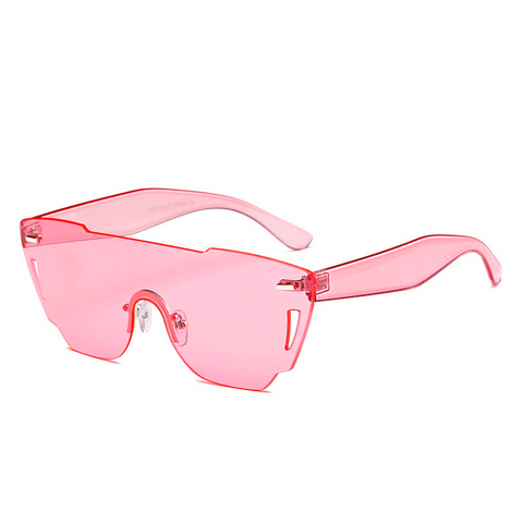 Candy Color Rimless Shield Sunglasses