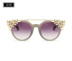 ROYAL GIRL Women Cat Eye Sunglasses Vintage Brand Designer Crystal Diamond Frame Flat Top Sunglasses SS947
