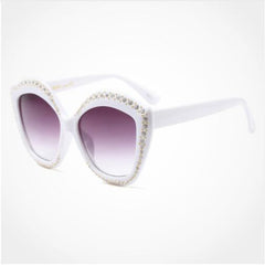 ROYAL GIRL New Cat Eye Sunglasses Women Vintage Brand Designer Crystal Diamond Frame Rivet Shades Sunglasses ss286