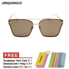 JINQIANGUI Sunglasses Men Square Titanium Frame Sun Glasses Black Colo