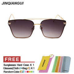 JINQIANGUI Sunglasses Men Square Titanium Frame Sun Glasses Black Colo