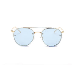 Women Fashion Circular Sunglasses Metal Frame Sunglasses Brand Classic Tone Mirr