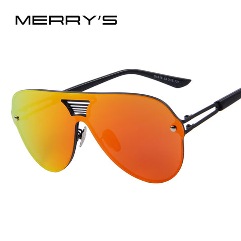 MERRY'S Fashion Men Summer Mirror Sunglasses Women Brand Design Big Frame Integrated Eyewear Sunglasses Oculos de sol UV400